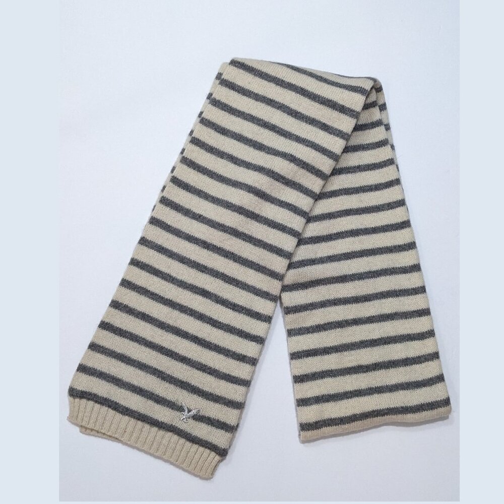 NWT American Eagle Outfitters Striped Knit Scarf Gray Ivory 73” Long Preppy Y2K